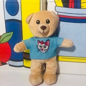 Build A Bear Spin Master 8” Bear w/cat Tee shirt